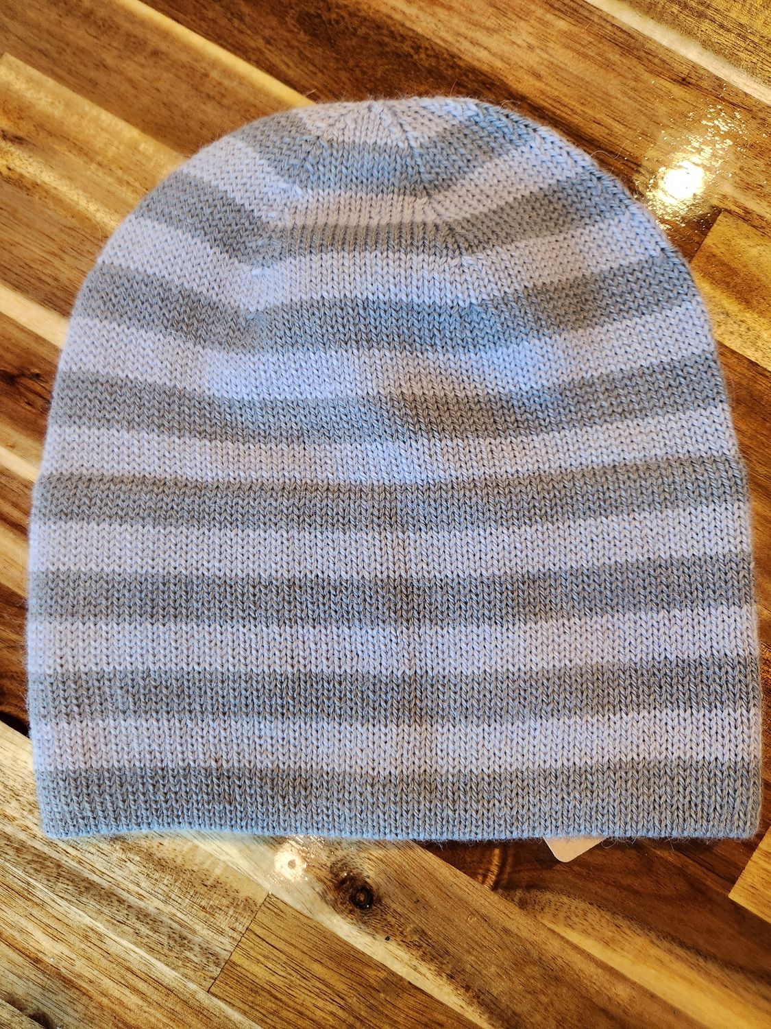 Adult Knitted Beanie Hats, Color: Purple/Grey