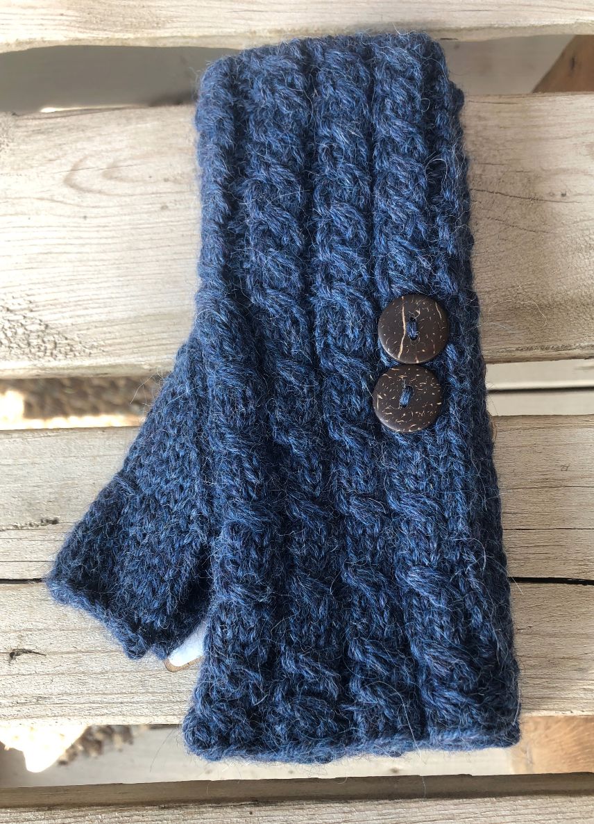 Button Gauntlet, Color: Denim