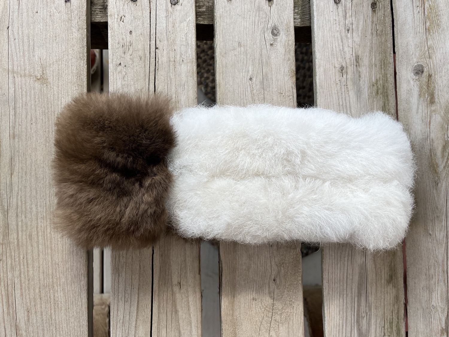 Fur Headband, Color: Br/White, Size: OS