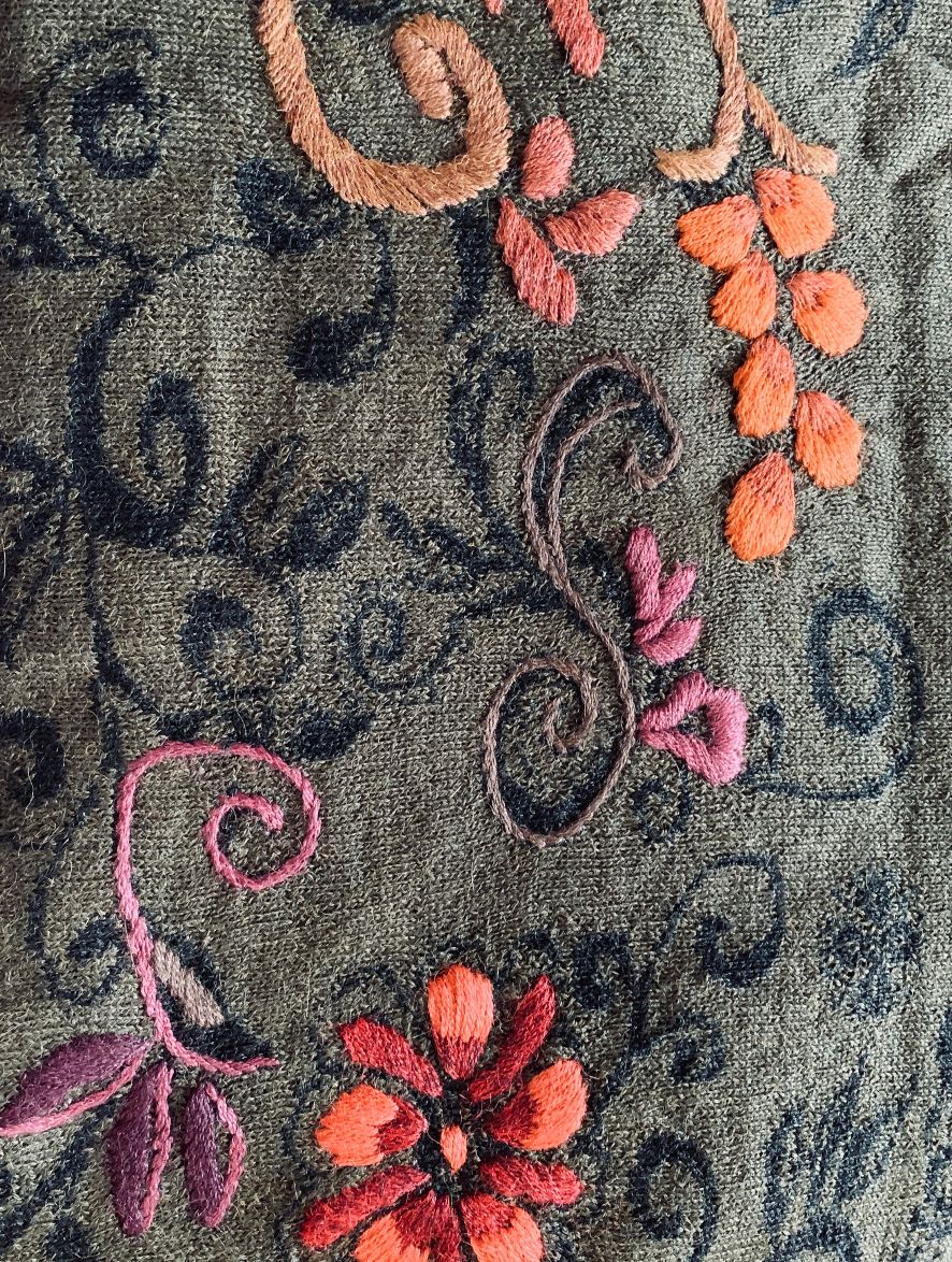 Embroidered Shawl, Color: Green