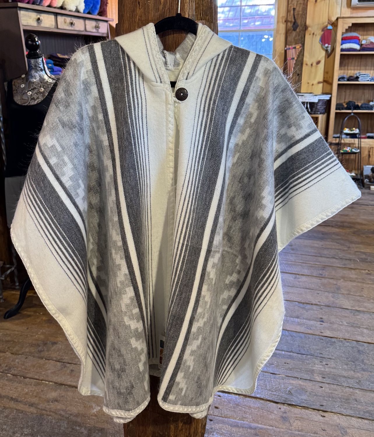 Funky Hooded Cape, Name: Geometric Ivory