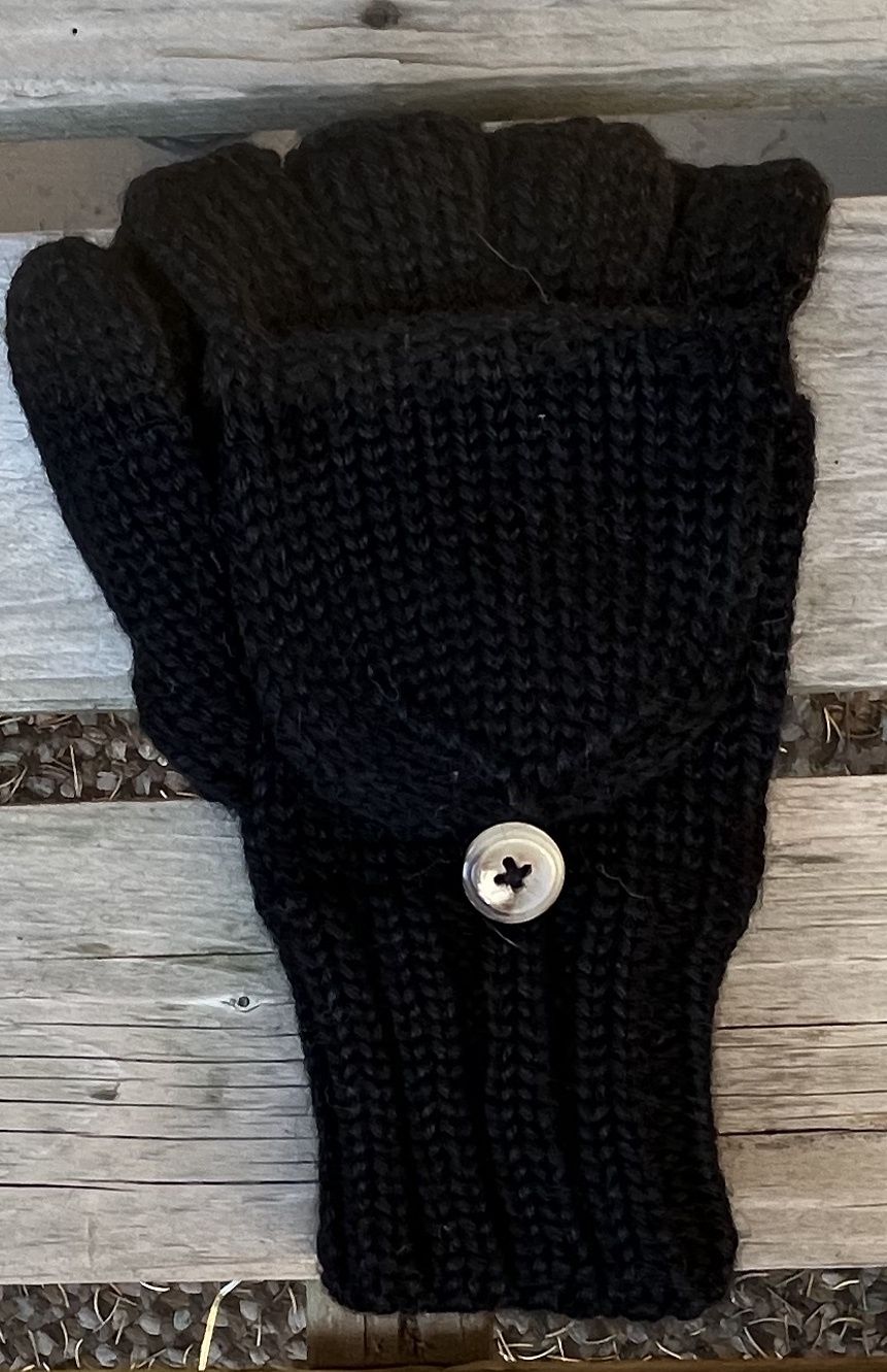 Alpaca Glittens, Color: Black