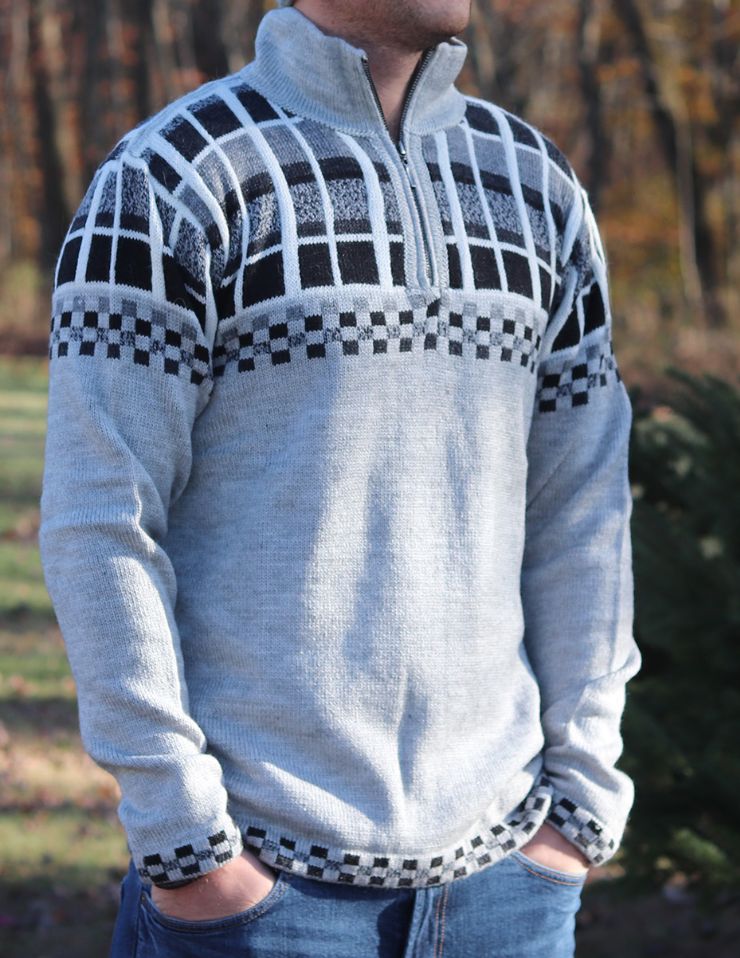 Mens Alpaca Sweater, Size: Med, style: Geometric