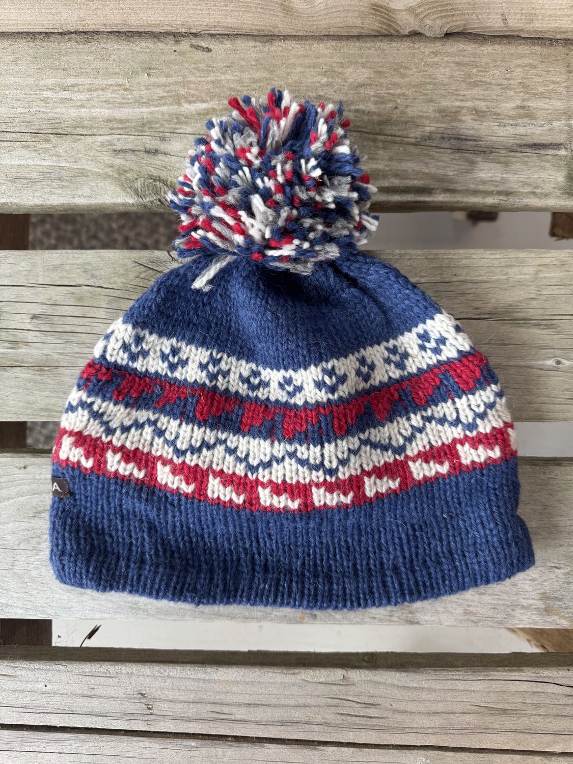 Artesania Kids Pom Pom Hat, Color: Blue/multi