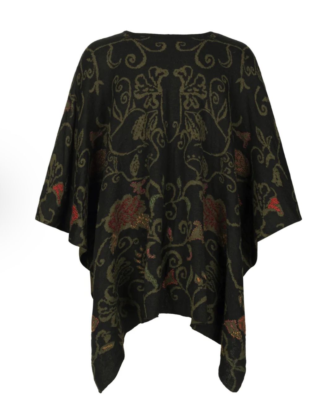 Floral Fusion Ruana, Color: Emerald Ruana