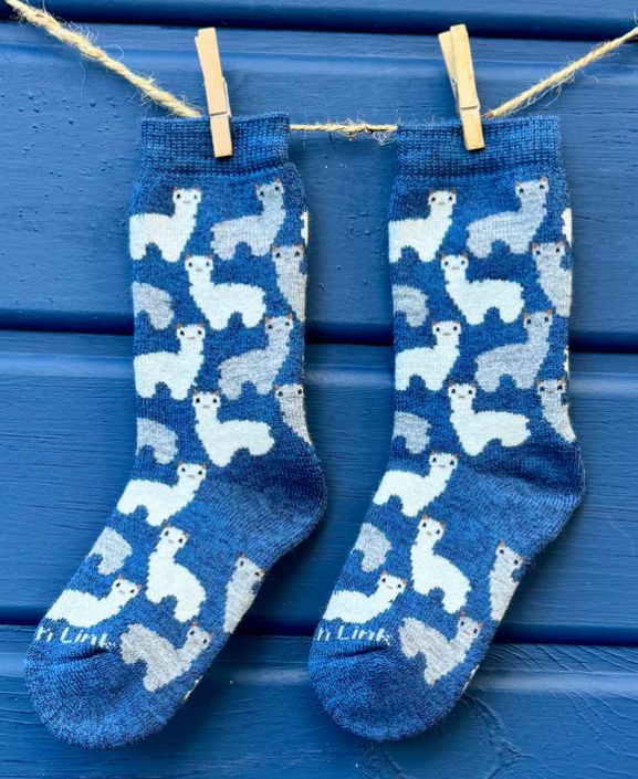 Kids Alpaca Sock, Color: Denim, Size: 4-6