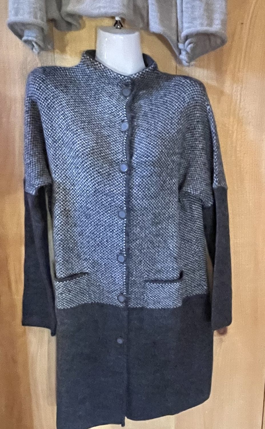 Dover Sweater Coat, Color: Grey/Black, Size: Lg/XLg