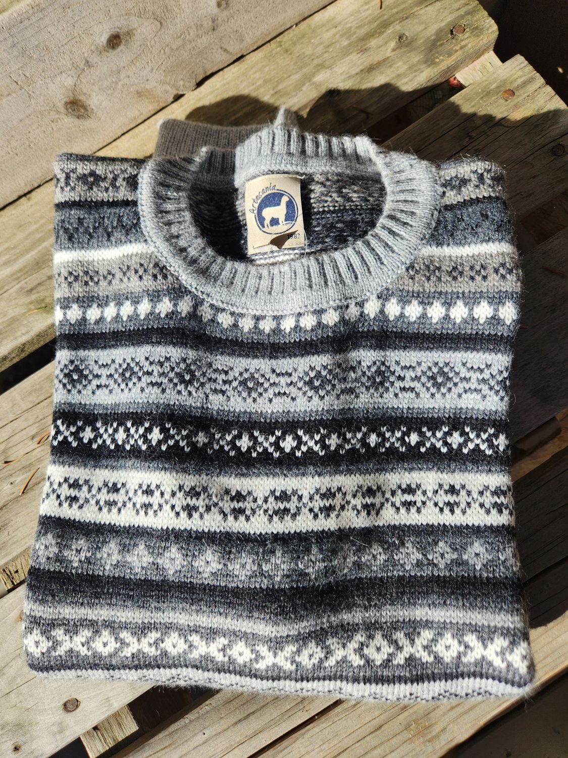 Women's Crewneck Sweater, Color: Grey design, Size: Med