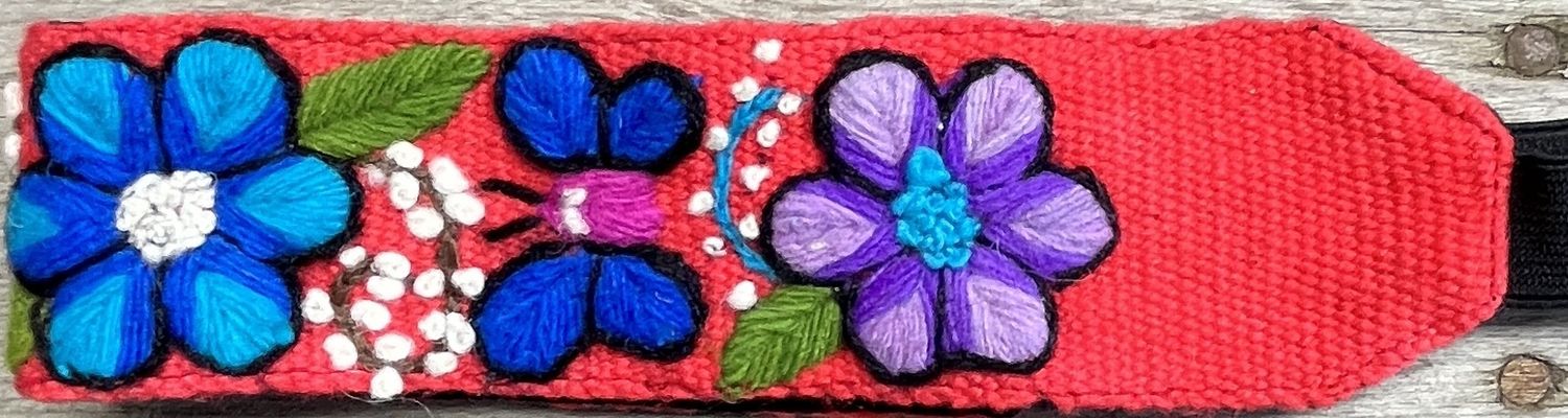 Embroidered Headband, Color: Red