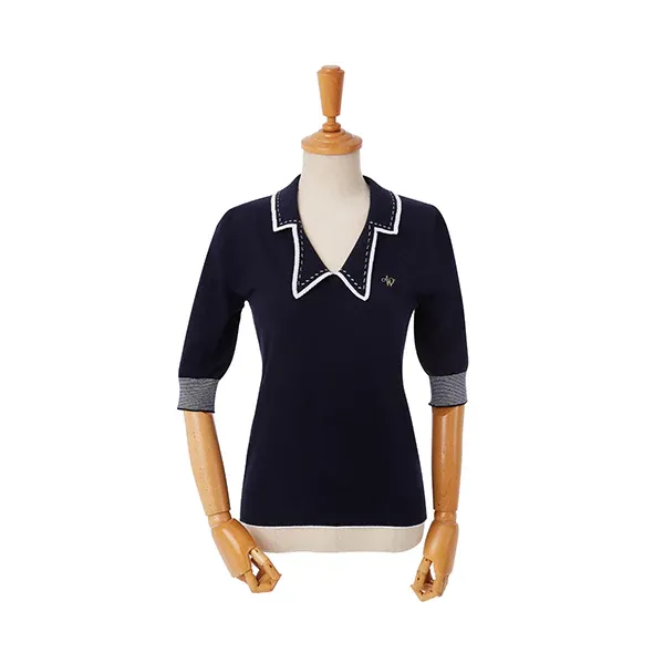 AOW Double Collar Short Sleeve Knit
