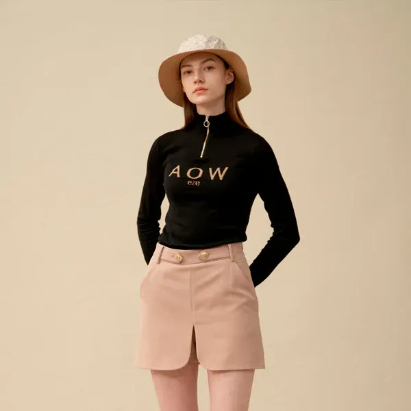 AOW Neck Zipper Logo Knit