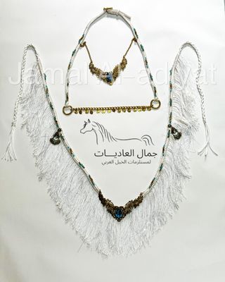 طقم (أسباني) زينة غزل يدوي /رشمة عرض جمال مع تاج وصدرية