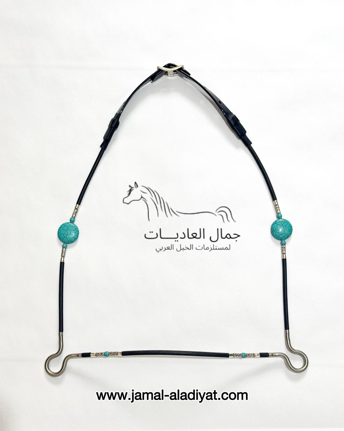 Arabian ​Show Halter for Foals -  Black with silver &amp; turquoise stones — Under 1 Year