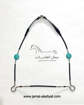 Arabian ​Show Halter for Foals -  Black with silver &amp; turquoise stones — Under 1 Year