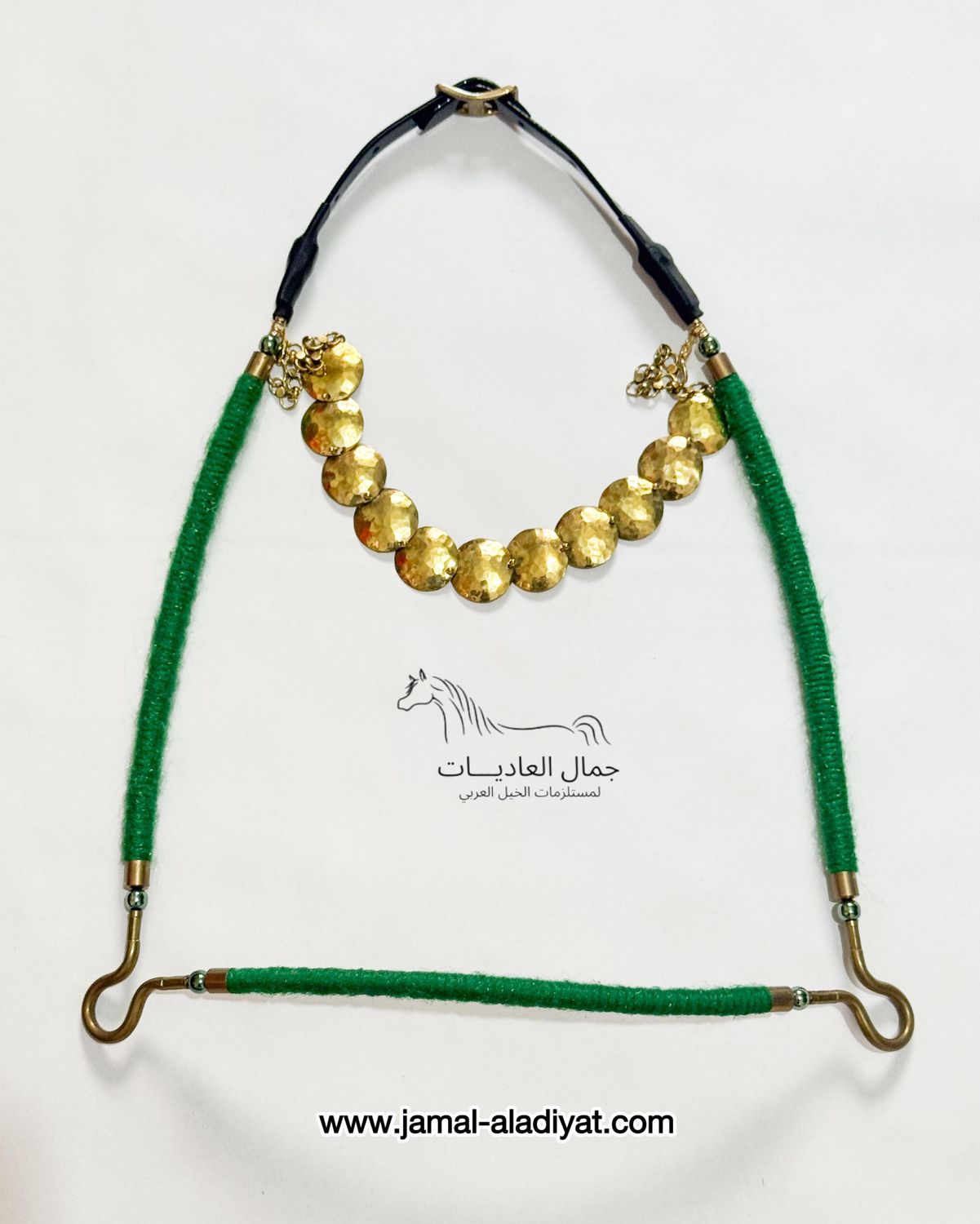 Arabian ​Show Halter for Foals - Green with Gold — Under 1 Year