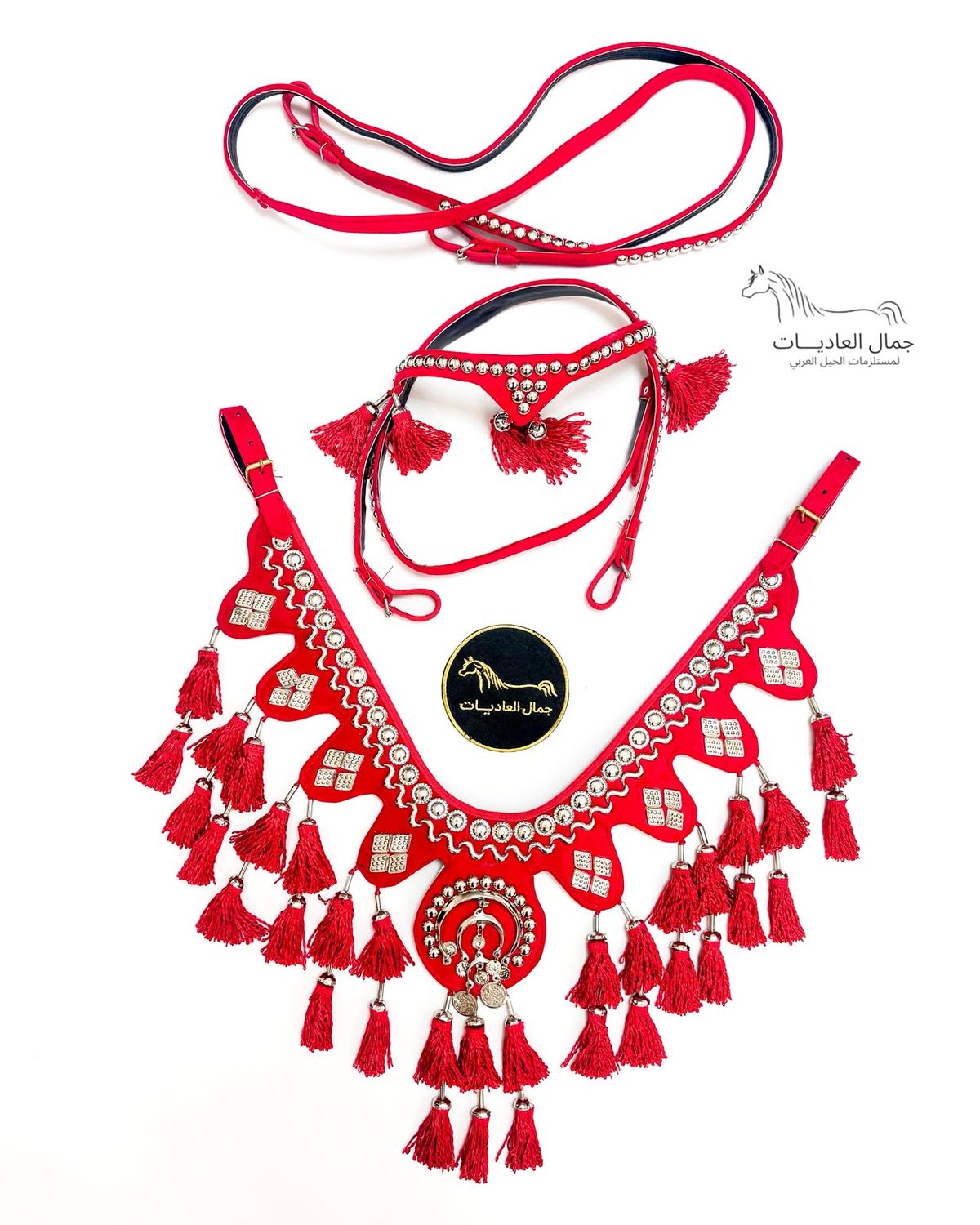 Arabian Velvet Set Embellished With Metal - Red