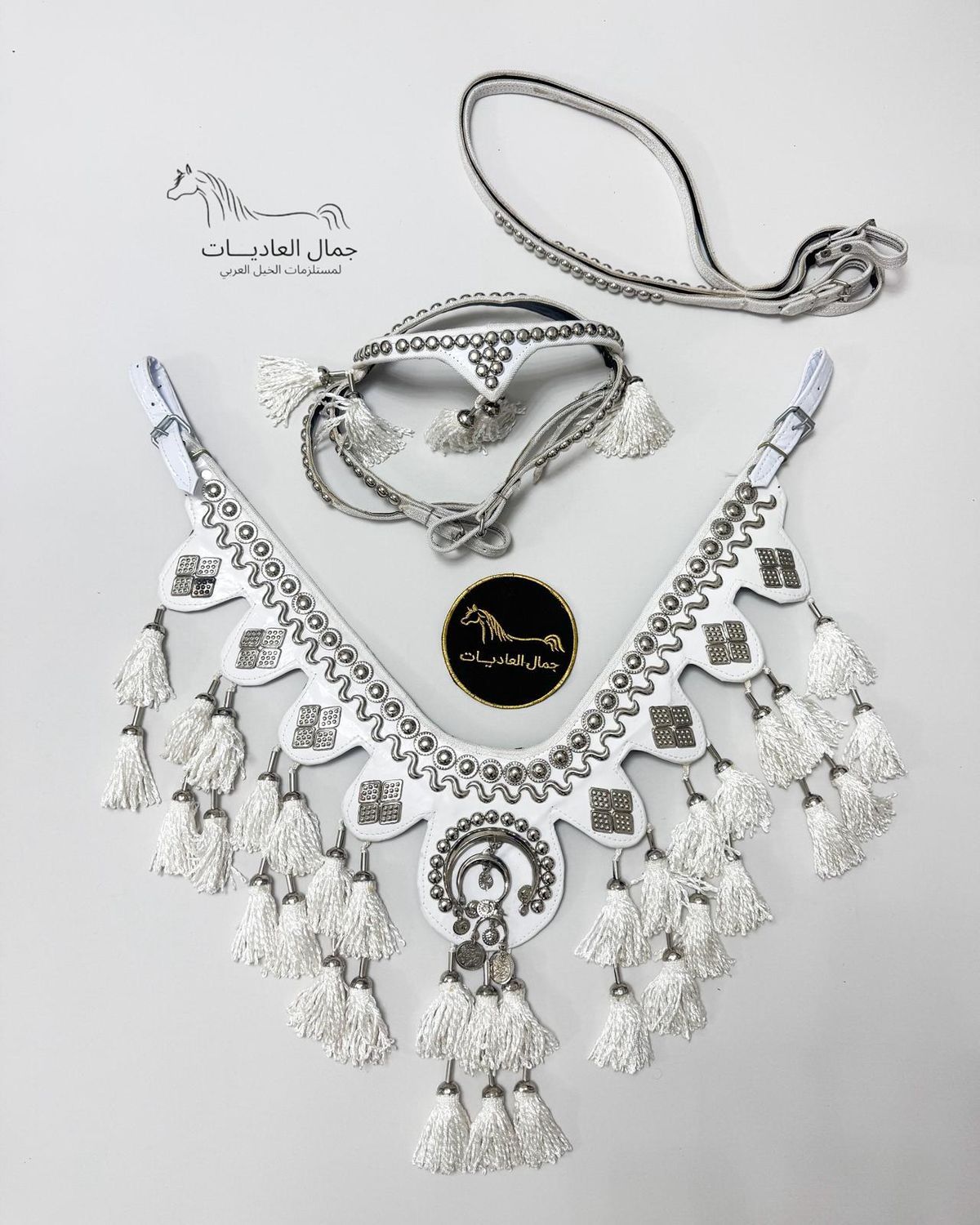 Arabian Velvet Set Embellished With Metal - White