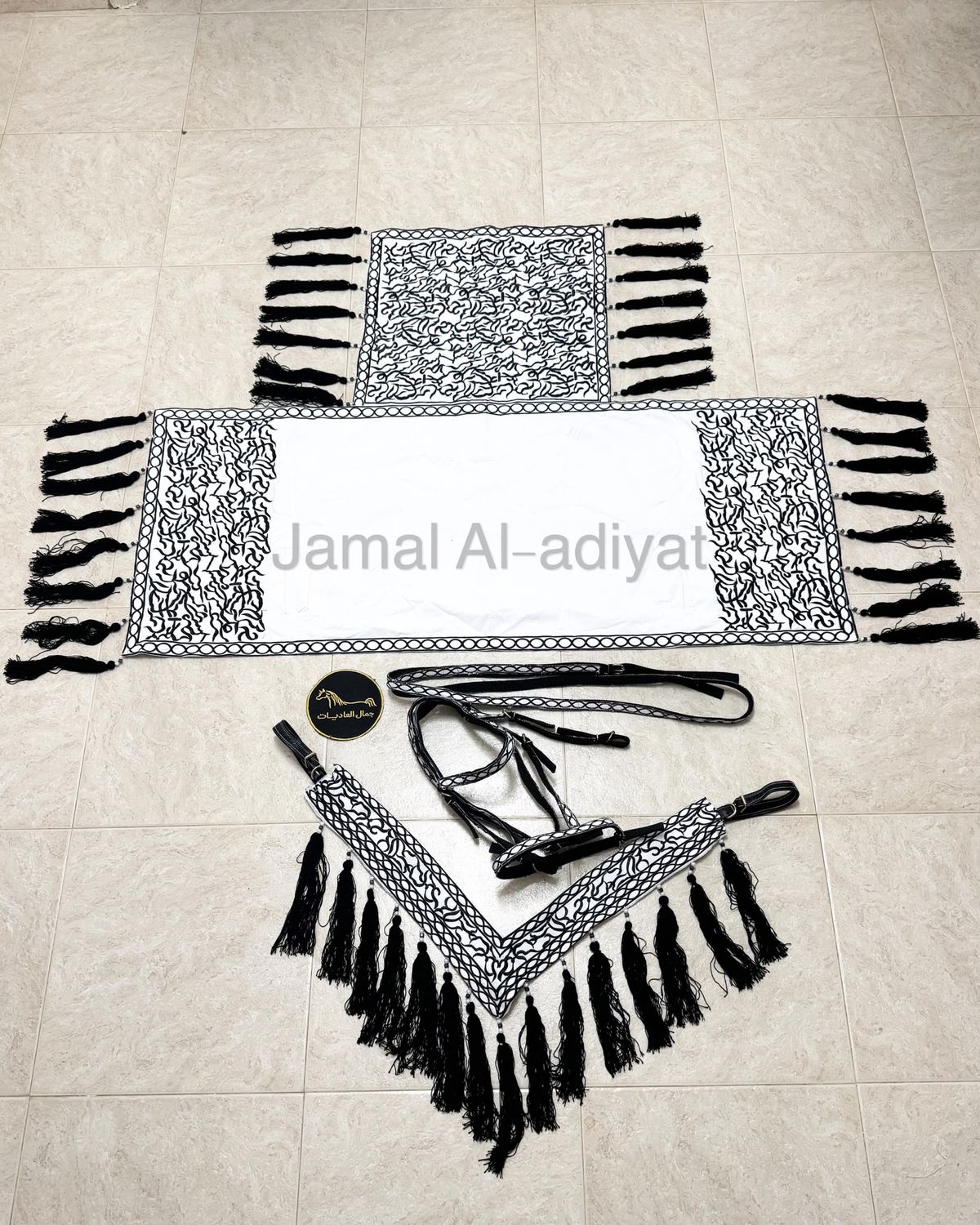 Embroidered Royal Set /White Embroidered with Black