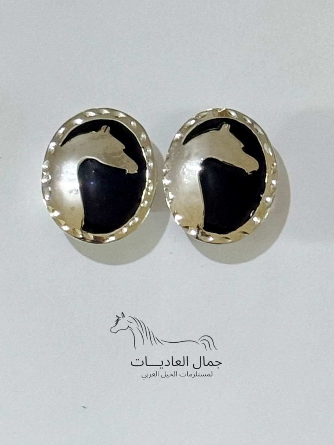 Arabian Horse Head Conchos / Silver With Black
