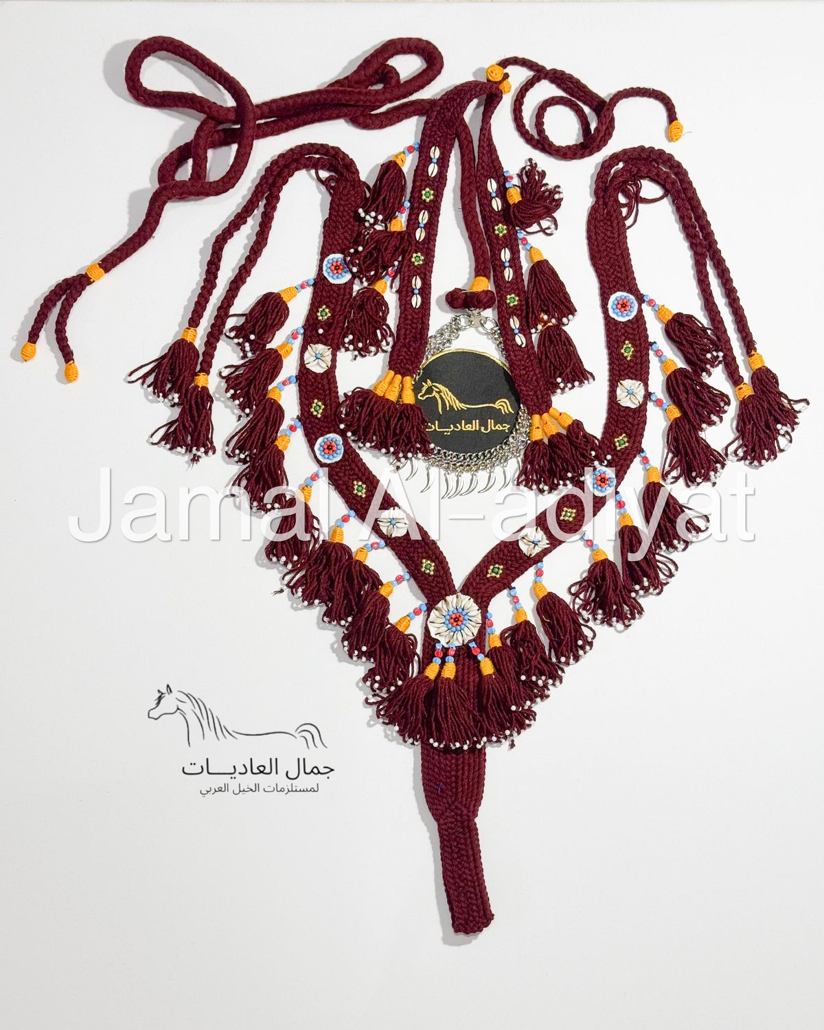 Handmade Wool Arabian Horse Decoration Set – 3 Pieces / Burgundy