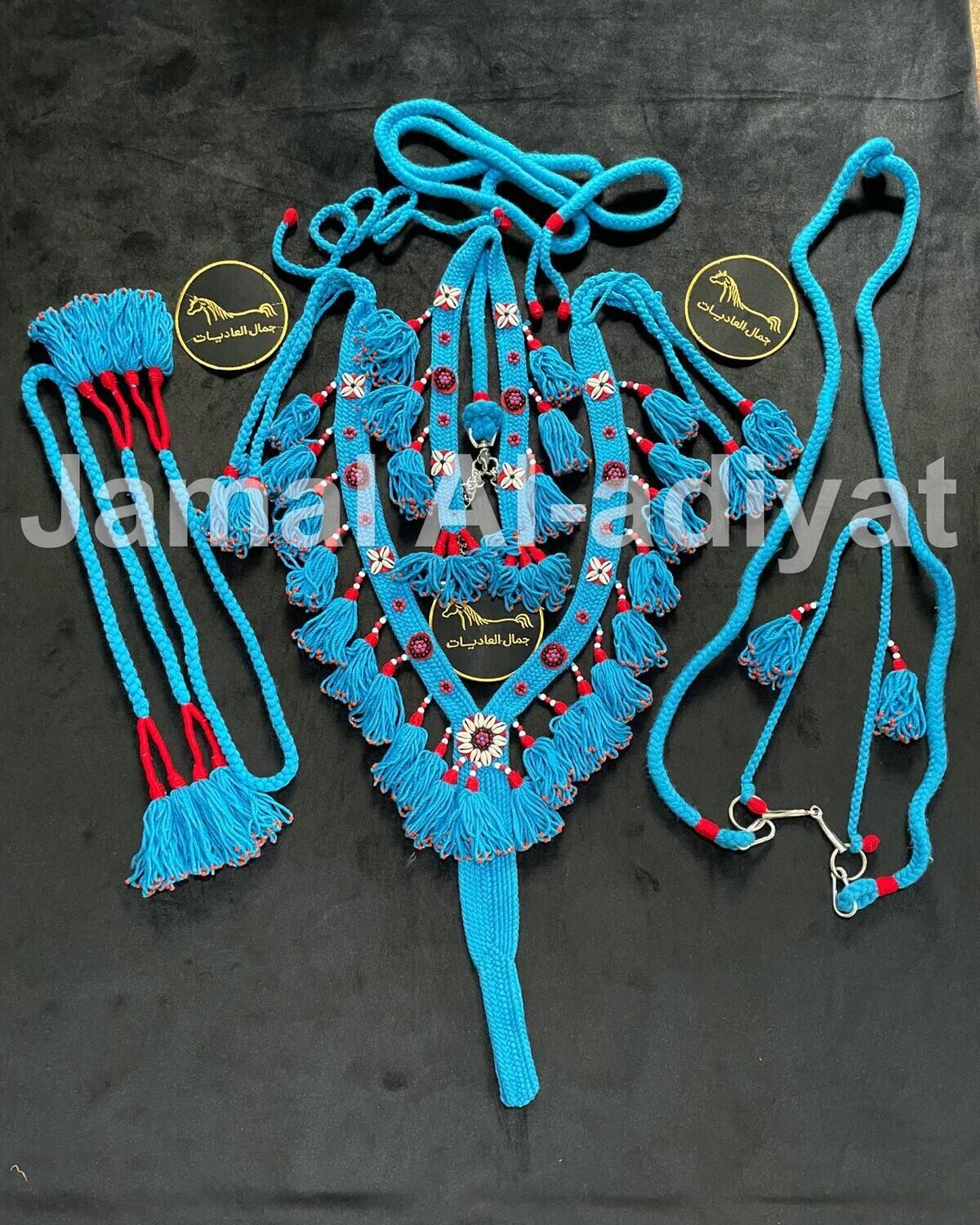Handmade Wool Arabian Horse Decoration Set – 6 Pieces /Light Blue