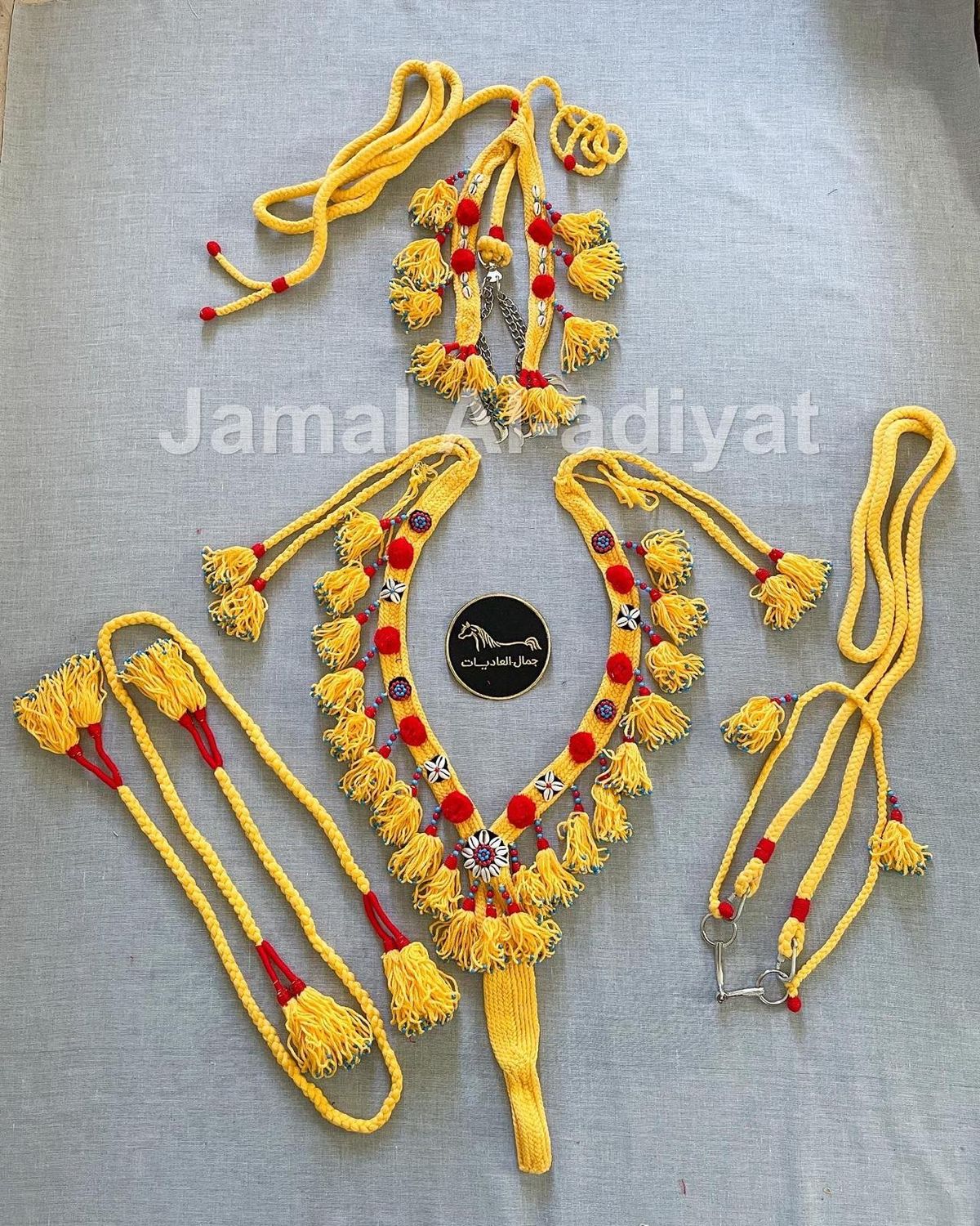Handmade Wool Arabian Horse Decoration Set – 6 Pieces /Yellow - Red