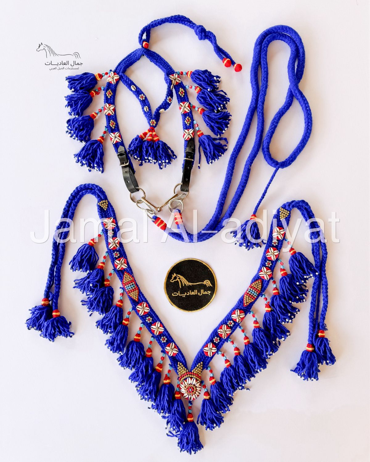 Handmade Wool Arabian Horse Decoration Set (Bit) – 3 Pieces / Blue