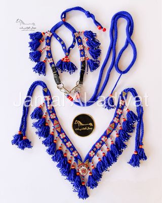Handmade Wool Arabian Horse Decoration Set (Bit) – 3 Pieces / Blue