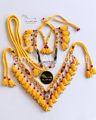 Handmade Wool Arabian Horse Decoration Set (Bit) – 3 Pieces / Yellow