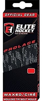 ELITE HOCKEY BLACK WAXED MOLDED TIP LACES 72" (SKATE SIZE: YOUTH 8 TO JUNIOR 3)