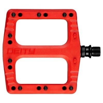 Deity, Deftrap, Platform Pedals, Body: Nylon, Spindle: Cr-Mo, Red, Pair