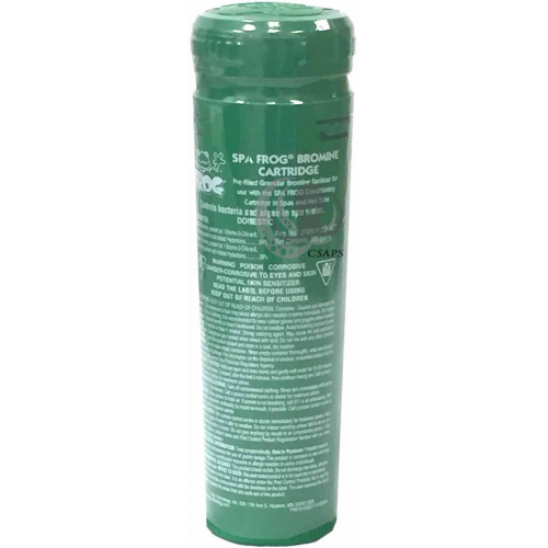 Spa Frog Bromine :Description: Spa Frog Bromine Cartridge  Pre-Filled granular bromine sanitizer for use with the spa frog conditioning cartridge in spas and hot tubs. Controls bacteria and algae in s
