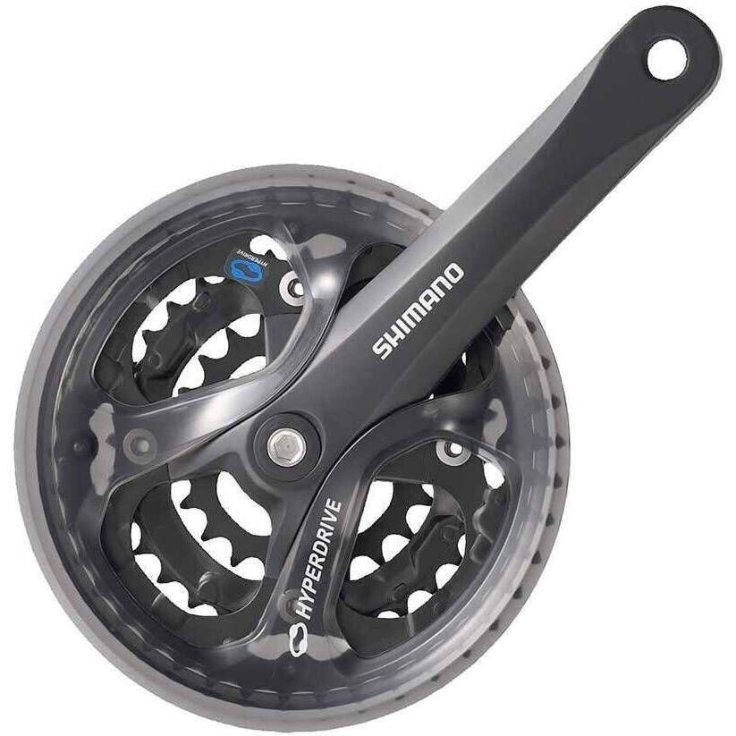 Shimano, Acera FC-M361, Crankset, 7/8 sp., 175mm, 28/38/48T, BCD:64/104mm, Square, 50 mm, Black, With chainguard