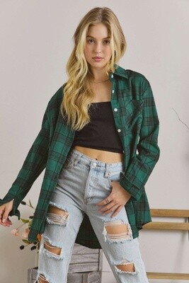 Adora Plaid Button Down, Color: Green/Navy, Size: Small