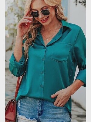 Silky Button Down Blouse, Size: Small