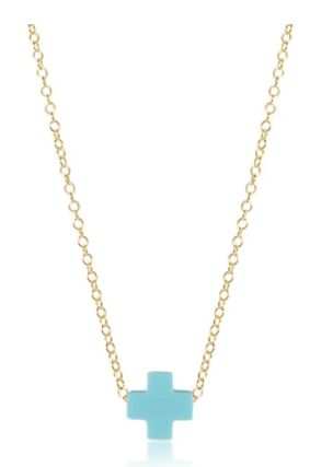 Signature Cross Necklace, Size: 16&quot;, Color: Turquoise