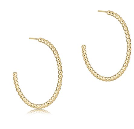Beaded Classic 1.25&quot; Post Hoop 2mm Gold