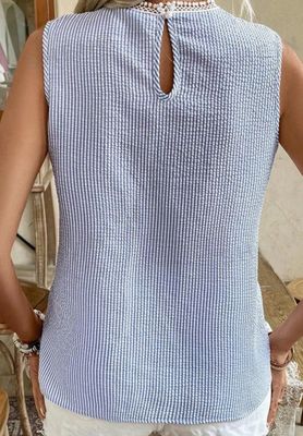 Sky Blue Patchwork Blouse