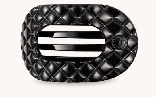 Flat Round Teletie Clip/ Medium / Jet Black Quilted