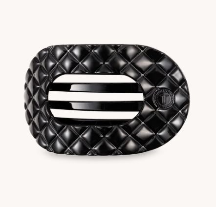 Flat Round Teletie Clip/ Small / Jet Black Quilted