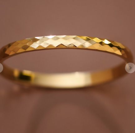 18k Textured Bangle Tarnish Free