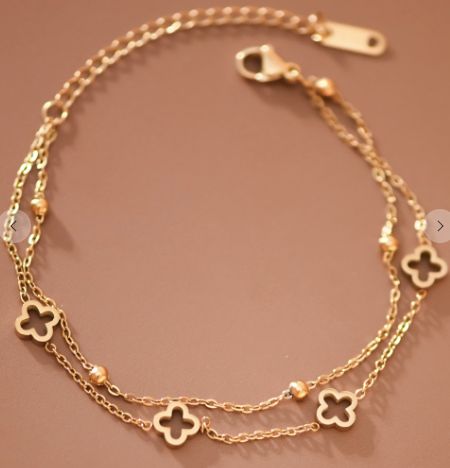 18k Clover Chain Brac. Tarnish Free