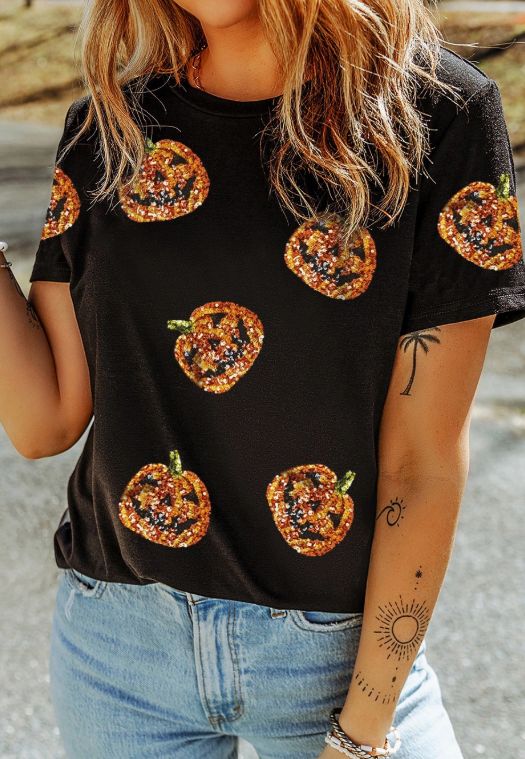 Pumpkin Sequin Tee