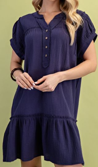 Navy Gauze Dress