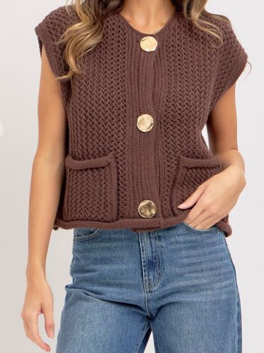 Kelly Knit Button  Vest