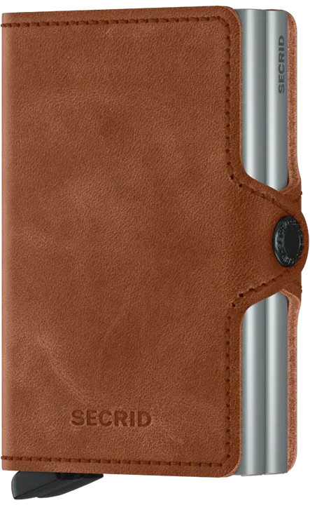 Twinwallet Vintage Cognac-Silver