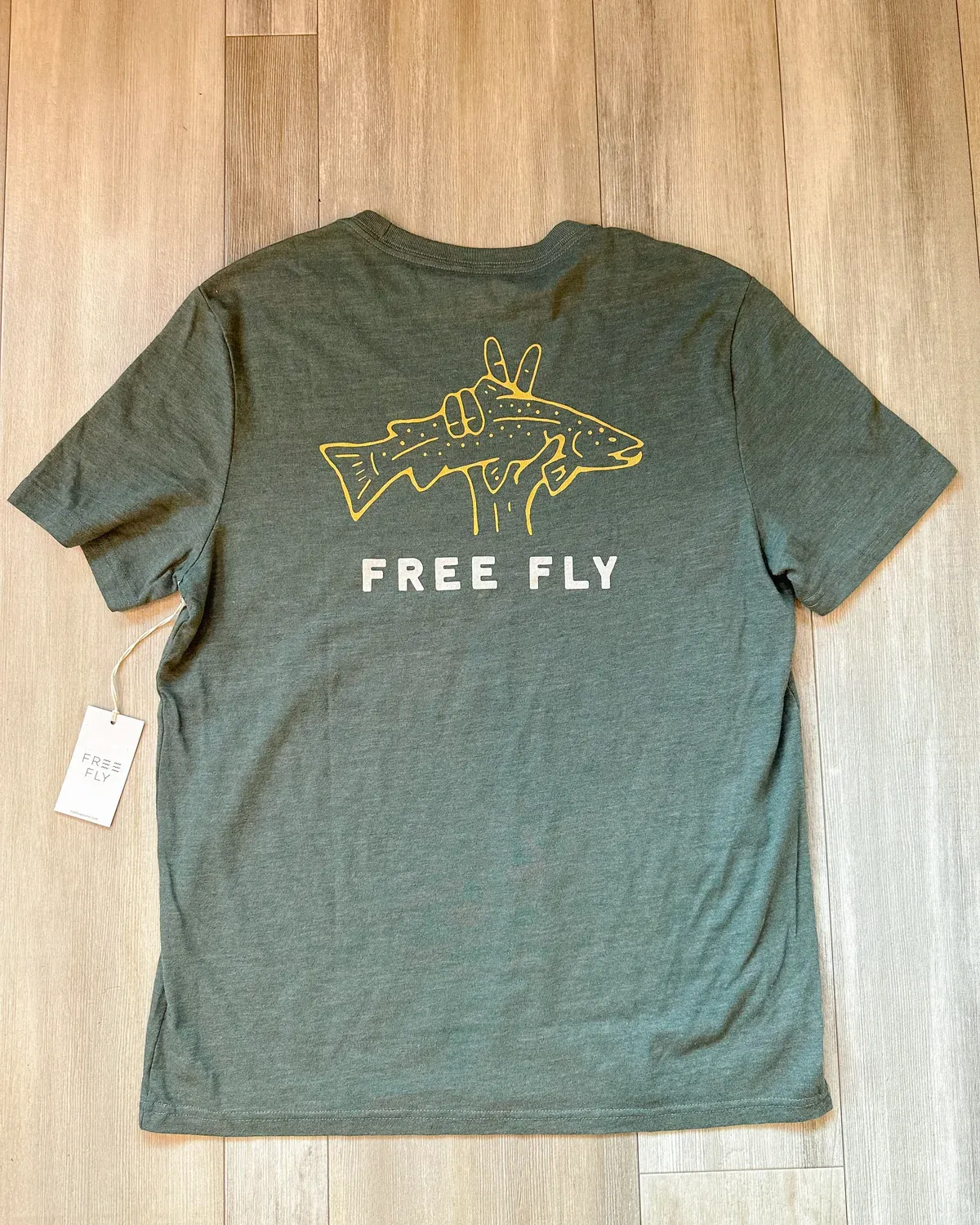 Free Fly Peace Trout Tee, Color: Heather Forest, Size: M
