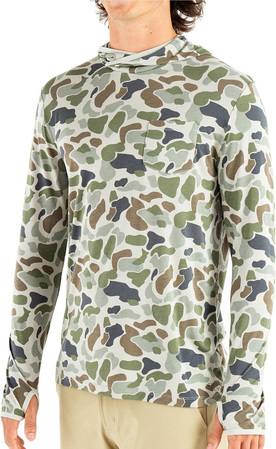 Free Fly Men&#39;s Bamboo Lightweight Hoodie, Color: Camo, Size: M