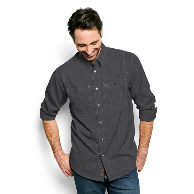 Orvis Long Sleeve Tech Chambray Plaid Work Shirt
