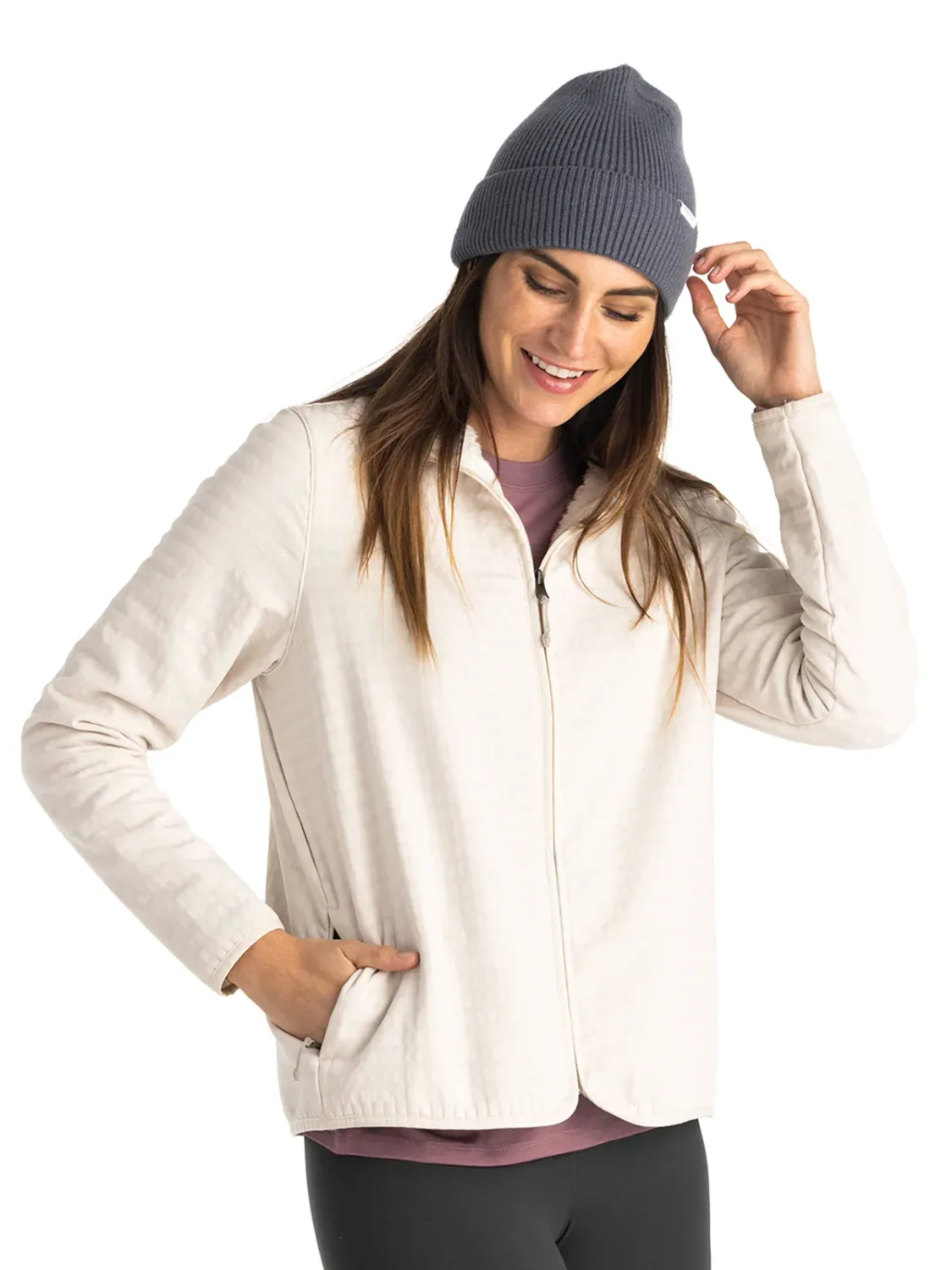 Free Fly Women&#39;s Gridback Fleece Jacket, Color: Stone, Size: S